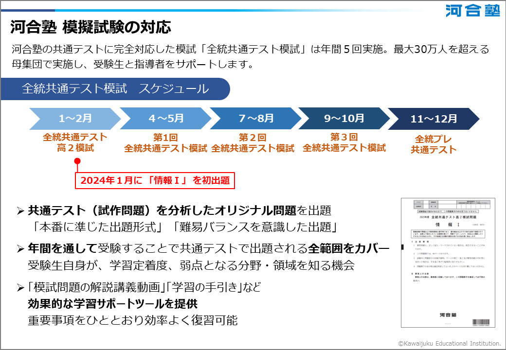 河合塾の共通テスト対策模試のスケジュールと内容